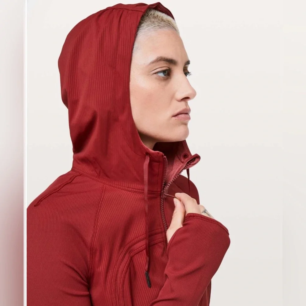 Lululemon Dance Studio Jacket Rib Sleeve Reversible Dark Sport Red Zip Up Size 4